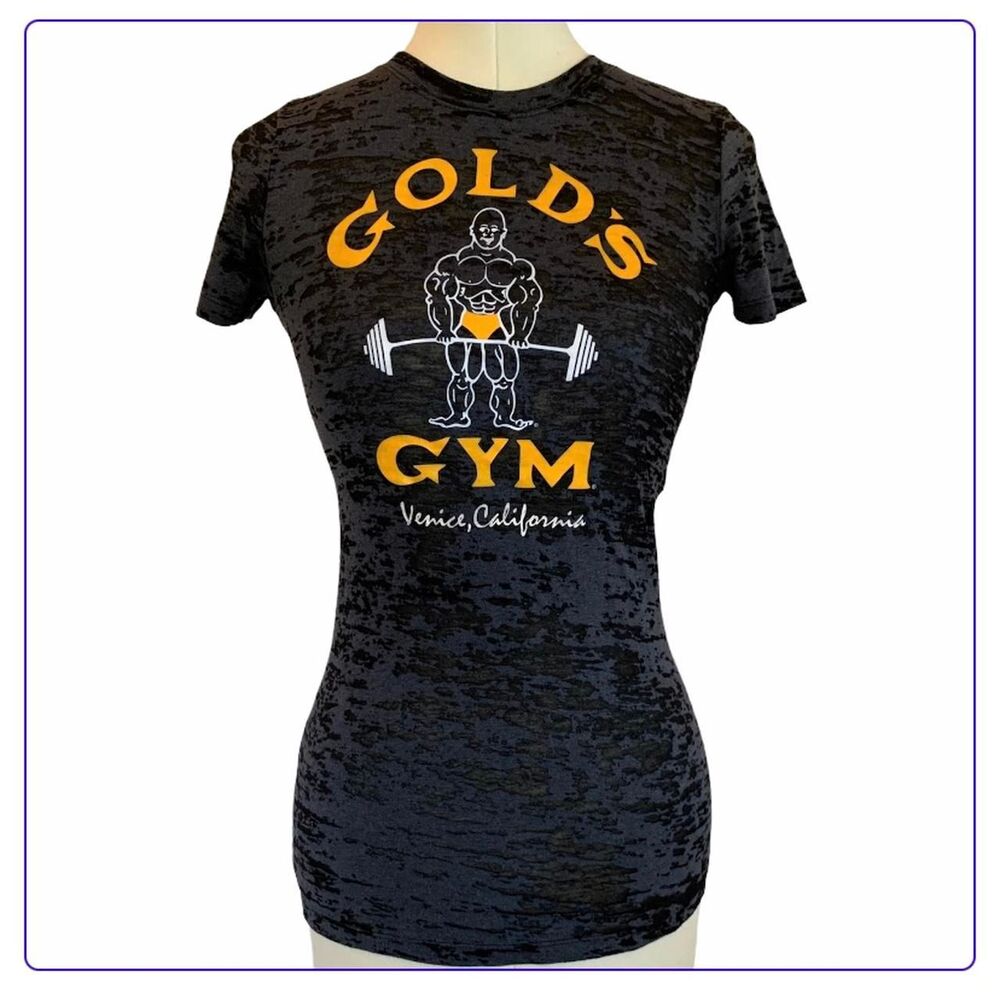 Gold-s-gym Women's Yellow and Black T-shirt